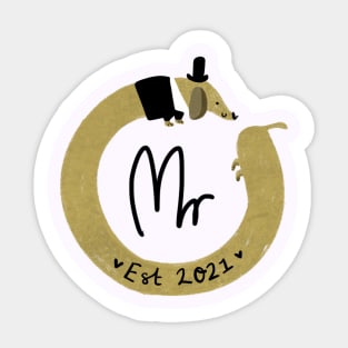 Dachshund wedding Mr - Est 2021 Sticker